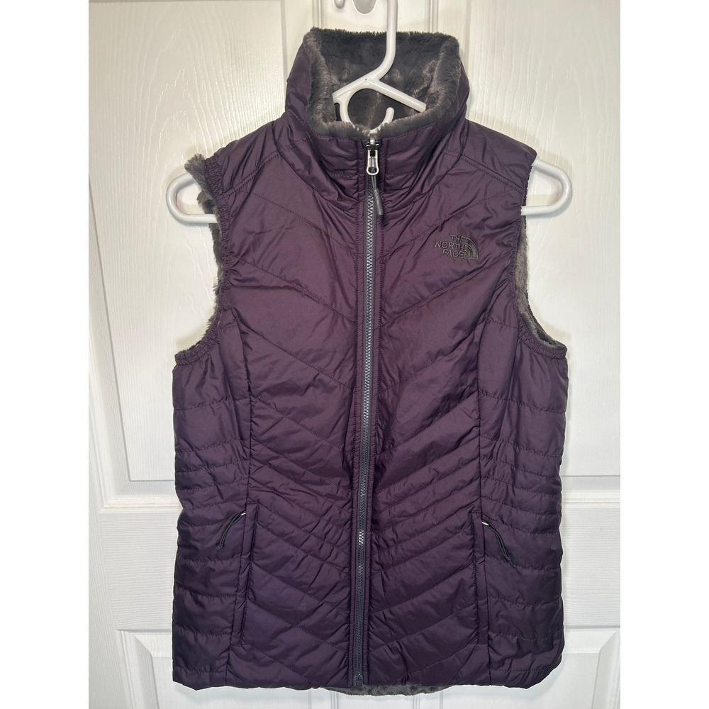 The North Face Mossbud Insulated Quilted Vest Women's Medium Purple Gray Fleece